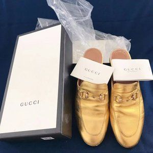 Gucci Princetown Metallic Leather Slipper